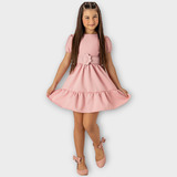 Vestido Infantil Cinto Roupa De Menina Juvenil Rodado Festa