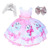 Vestido Infantil Gatinha Marie Festa Luxo E Tiaras E Bolero