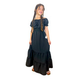 Vestido Infantil Longo Com Manguinha Juvenil Ciganinha Luxo 