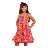 Vestido Infantil Menina Estampado Festa Colorido Alça Bonito