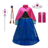 Vestido Infantil Princesa Ana Fantasia Frozen + Acessorios
