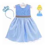 Vestido Infantil Princesa Frozen Cinderela Com Coroa Luxinho