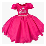 Vestido Infantil Rosa Barbie + Laço 4 Ao 12
