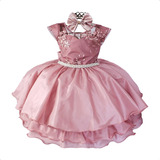 Vestido Infantil Super Luxo Aniversário Rose 4 Ao 16