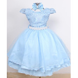 Vestido Infantil Super Luxo Azul 4 Ao 12 Frete Grátis
