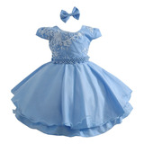 Vestido Infantil Tema Frozen Azul Roupa Luxo Festa 1 A 4 Ano