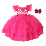 Vestido Infantil Temático Barbie Promoção + Tiara