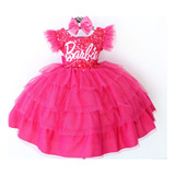 Vestido Infantil Temático Barbie Promoção + Tiara
