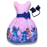 Vestido Infantil Temático Infantil Lilo E Stitch + Tiara