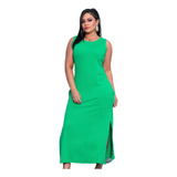Vestido Longo Feminino Lulye Fashion Com Fenda E Bolso