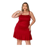 Vestido Moda Plus Size Verão Feminino Canelado C/ Babado Top