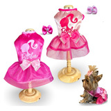 Vestido Pet Tendência Barbiecore Gato Cachorro Filhot + Laço