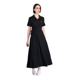 Vestido Preto Polo Midi Premium Proteção Uv50 Epulari