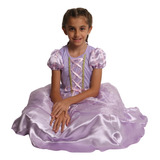 Vestido Princesa Fantasia Infantil Clássico Rapunzel Brilho
