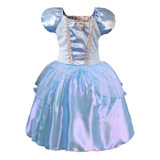 Vestido Princesa Infantil Azul Menina Criança Confortável