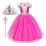 Vestido Princesa Infantil Longo Rosa Menina Criança 1 Ao 12