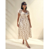 Vestido Rodado Crepinho Max Midi Com Fenda Moda Evangélica
