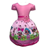 Vestido Trapézio Lol Surprise Rosa Infantil Festa Luxo 