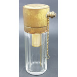 Vidro Perfume Vintage Cristal Canelado Tampa De Metal Dourad