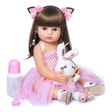 Vxn Boneca Bebê Reborn Realista Silicone Menina Rosa 55cm