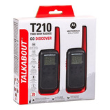 Walkie-talkie Motorola T210 T210 De 2 Rádios Com Frequência Frs/gmrs - Preto Com Vermelho 5v