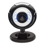 Webcam Lehmox Ley-53 Luz Led 360°g Hd 720p Usb Microfone Cor Preto