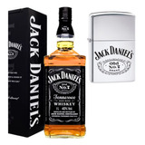 Whisky Jack Daniels Old 1l Com Isqueiro Tipo Zippo Cromado