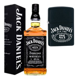 Whisky Jack Daniels Old N7 1l Com Isqueiro Tipo Zippo Preto