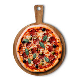 Woodspot Tábua Para Servir Pizza Madeira Maciça Eucalipto 35cm Cor Marrom Geométrico