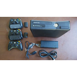 Xbox 360 S Modelo 1439 Com 3 Controles + 1 Controle Guitarra + 2 Xbox 360 Chatpads + 24 Jogos Originais Na Caixa