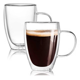 Xícara Dupla Vidro 350ml Café Expresso Chá Capuccino Kit C/2