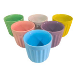 Xicaras Modelo Antigo 6 De Porcelana Coloridas 150 Ml
